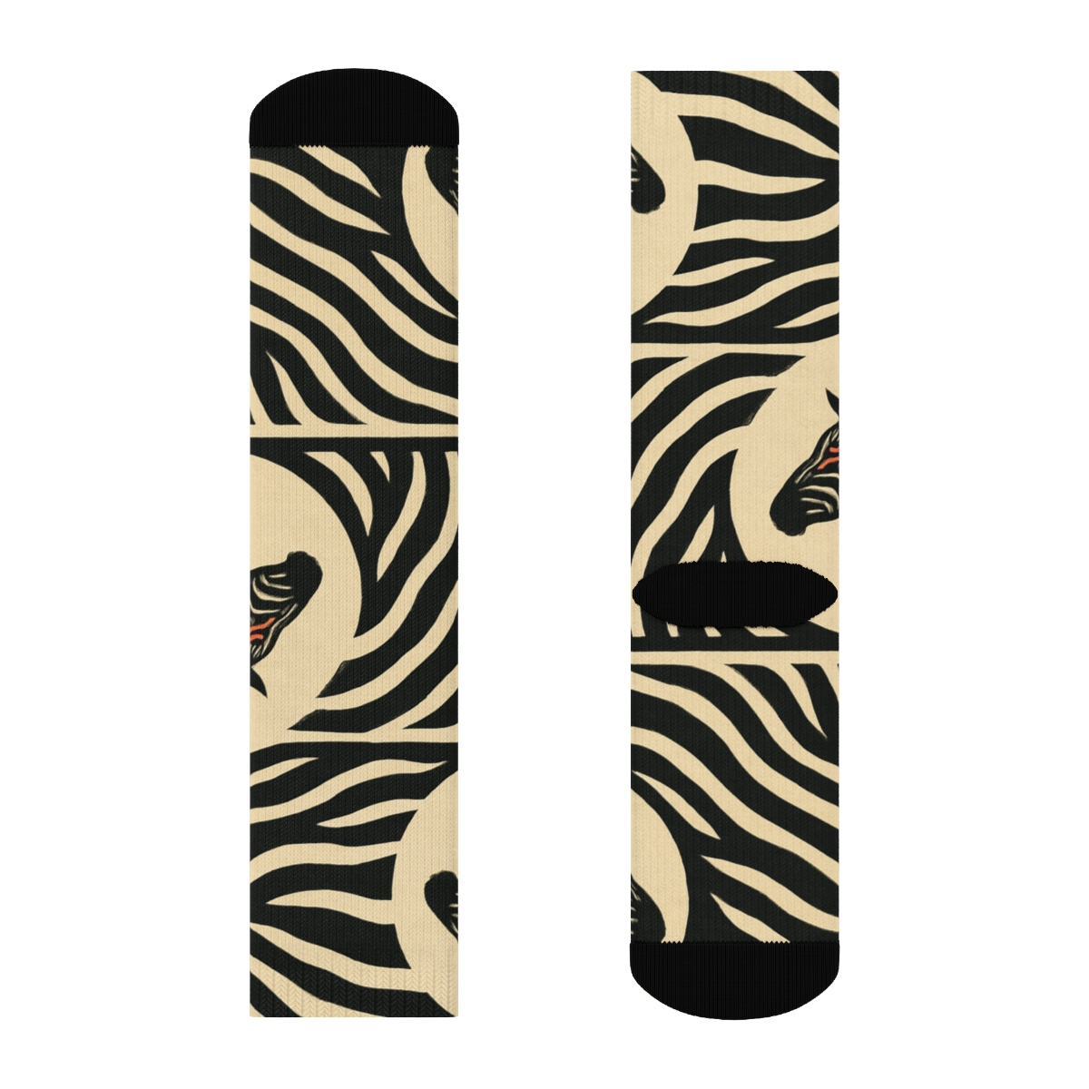 Zebra Silhouette Spotlight Bands comfortable cotton crew socks