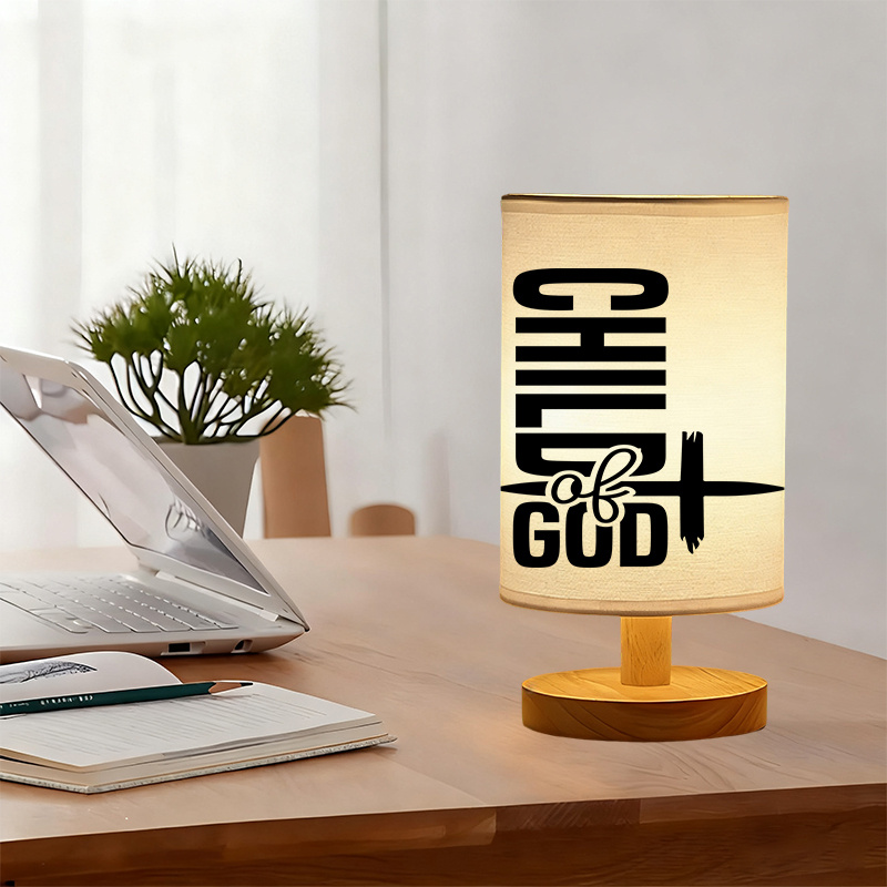 Modern USB-Powered Linen Table Lamp with Elegant & Pattern