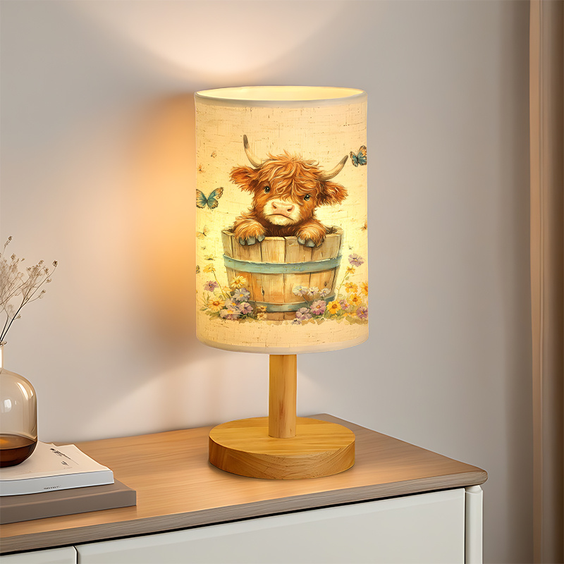 Cow Printed USB Powered Linen Lamp