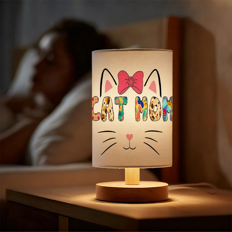 A Modern USB powered Linen Table Lamp with Creative Patterns