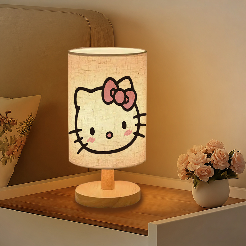 Modern USB-powered Sanrio Linen Table Lamp Perfect for Bedside Decoration