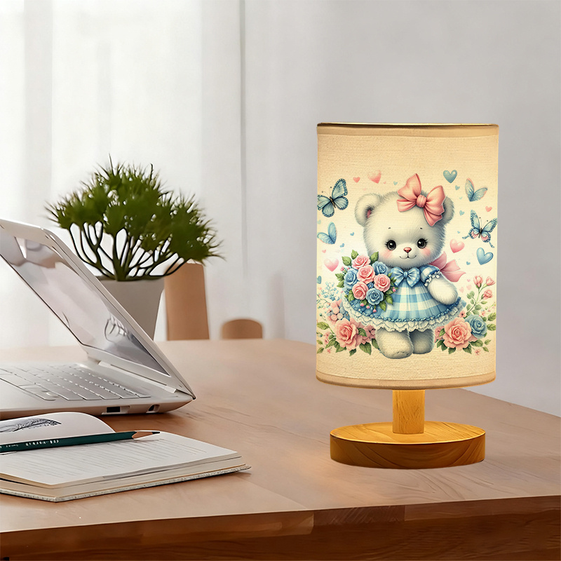 A modern USB-powered linen lamp with a unique design and exquisite pattern