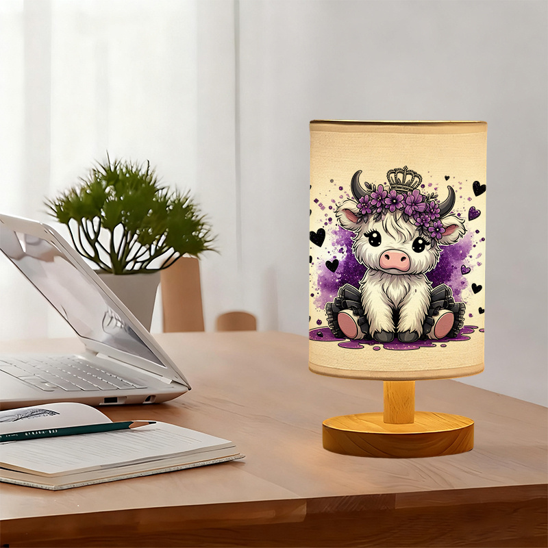 A Modern USB-powered Linen Table Lamp With Creative Patterns