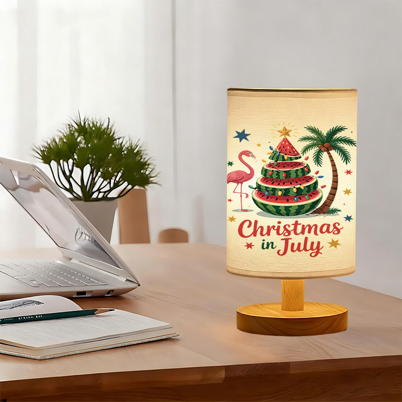 A Modern USB-powered Linen Table Lamp With Creative Patterns