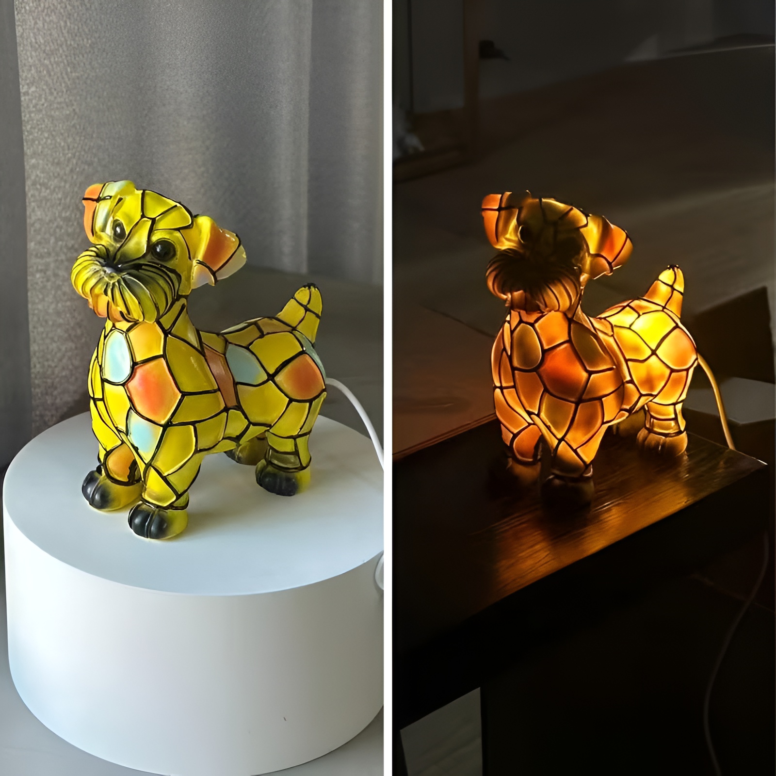 USB LED Schnauzer Figurine Table Lamp