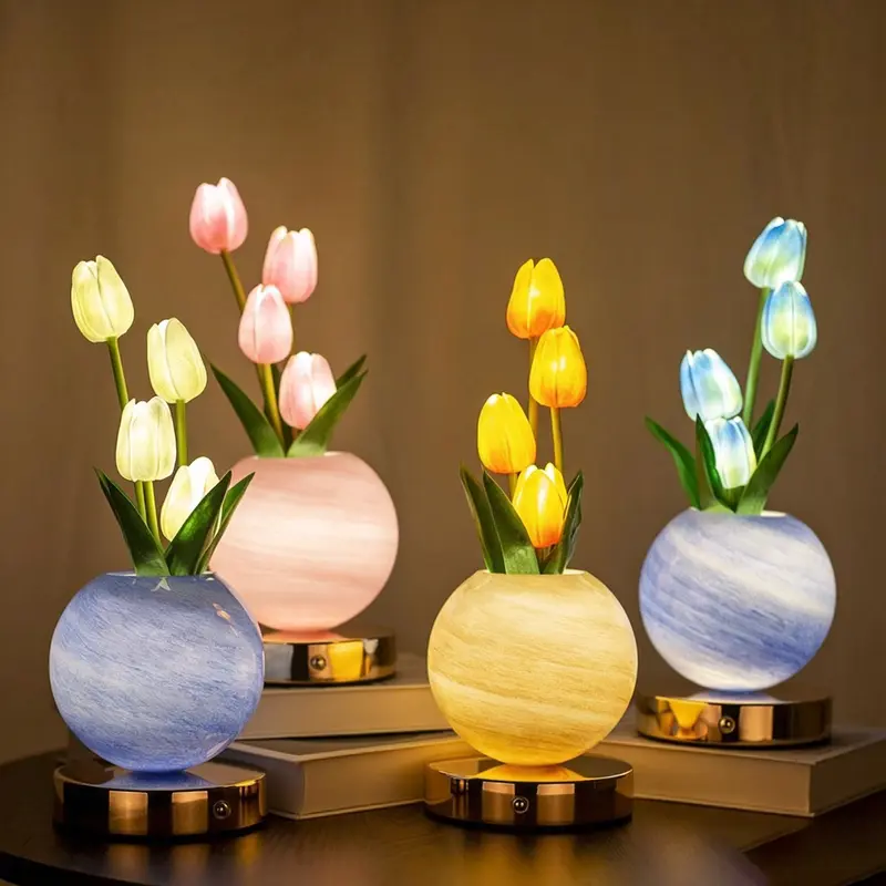 Decorative Tulip Flower Planet Pot Table Lamp