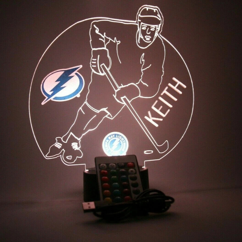Personalized Tampa Bay Lightning NHL TB Hockey Player Fan Light Up Lamp LED 