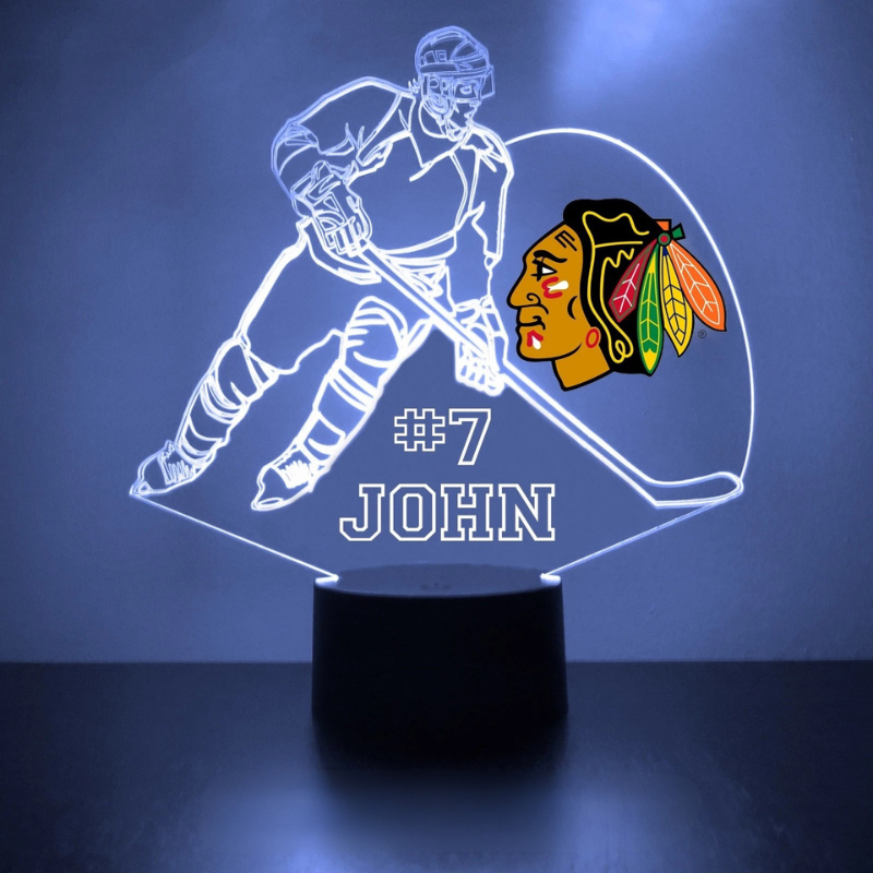 Personalized Chicago Blackhawks Night Light Lamp
