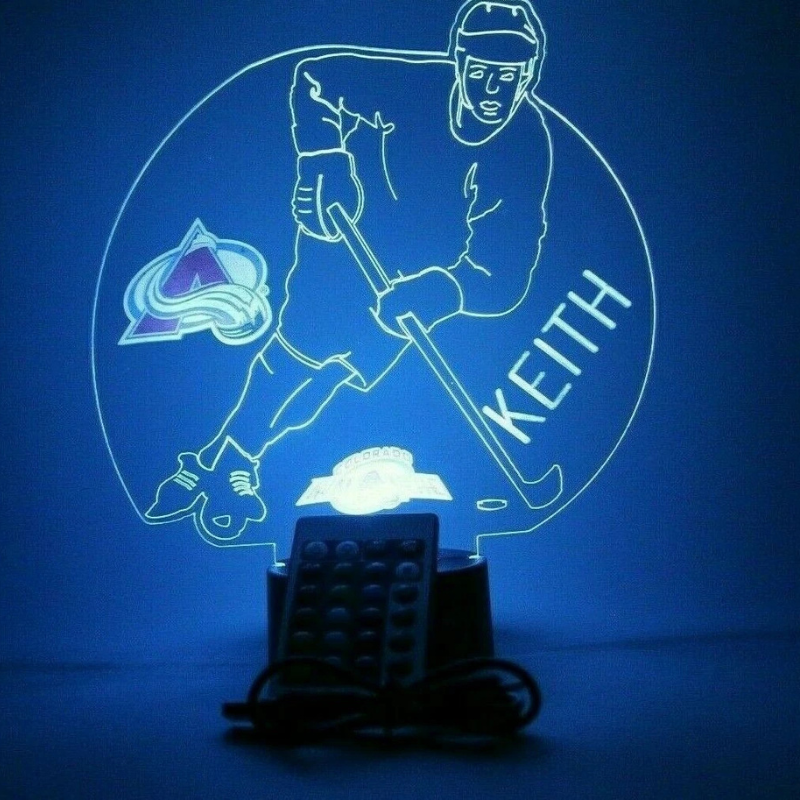 Personalized Colorado Avalanche NHL Hockey Player Sports Light Up Lamp 