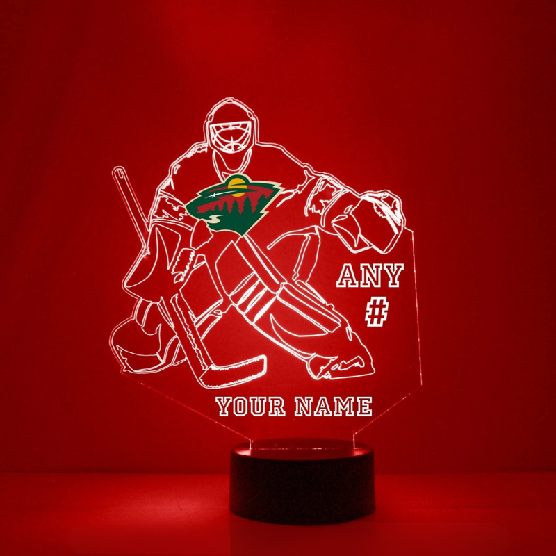 Personalized Minnesota Wild Goalie Light Up Lamp