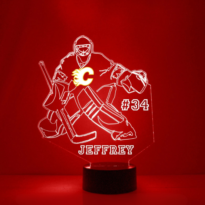 Personalized Calgary Flames Goalie LED Sports Lamp