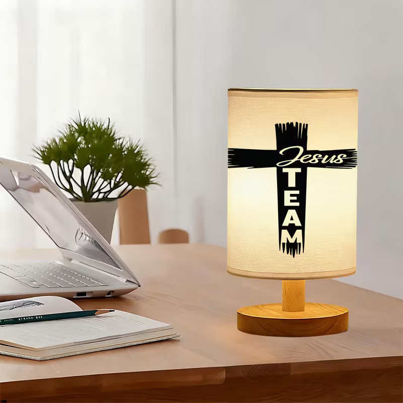 Modern USB-Powered Linen Table Lamp with Button-Controlled Lighting