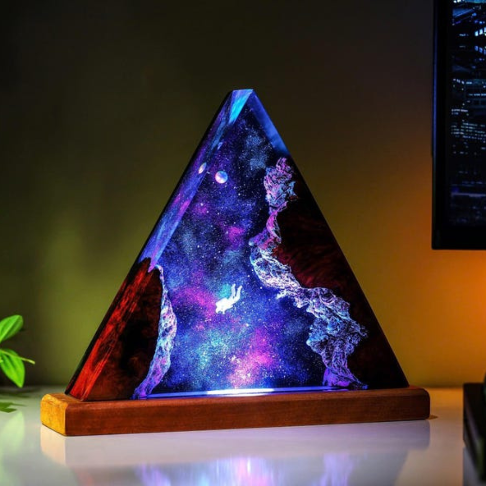 Astronaut Falling Galaxy Epoxy Night Light Decor