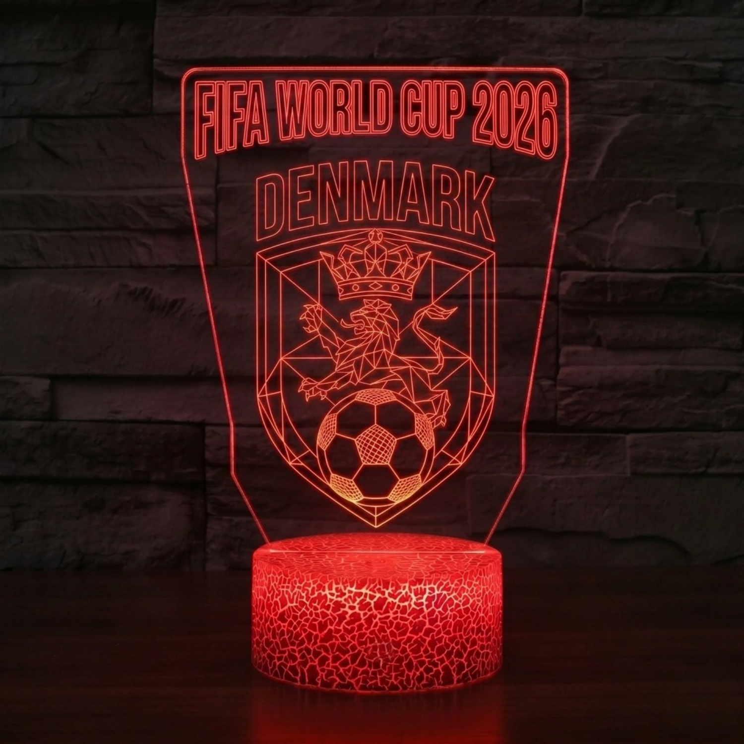 FIFA 2026 Denmark Soccer Sports Themed 3D Optical Lamp