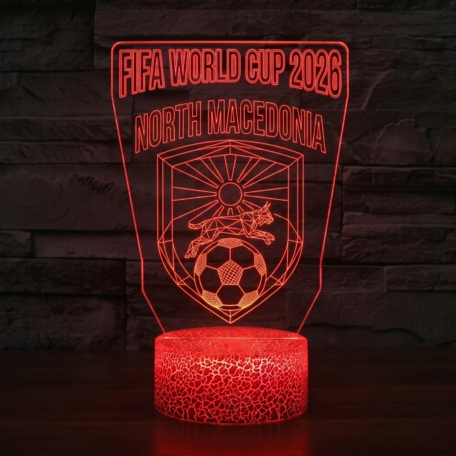 FIFA 2026 North Macedonia Soccer Sports Themed 3D Optical Lamp