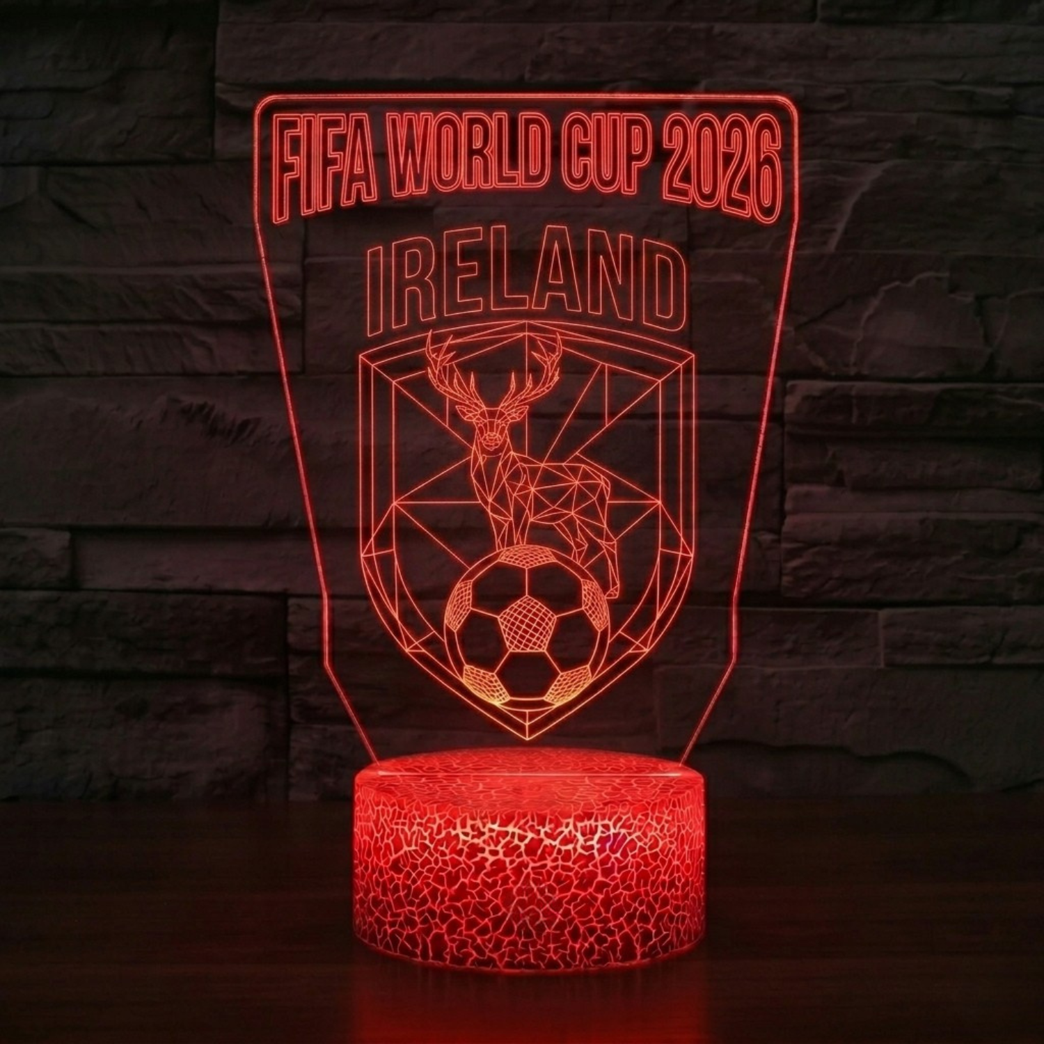 FIFA 2026 Ireland Soccer Sports Themed 3D Optical Lamp