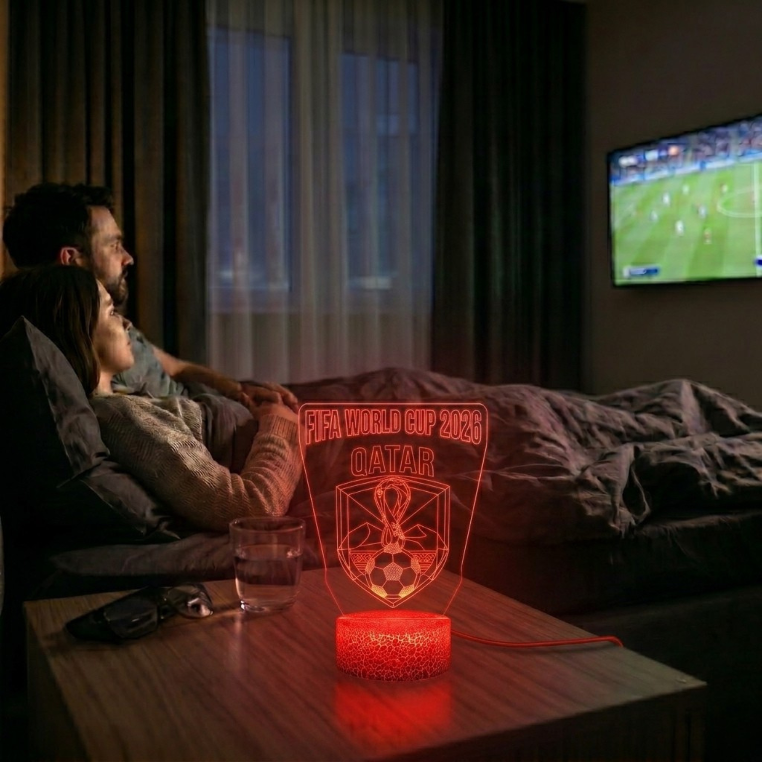 FIFA 2026 Qatar Soccer Sports Themed 3D Optical Lamp