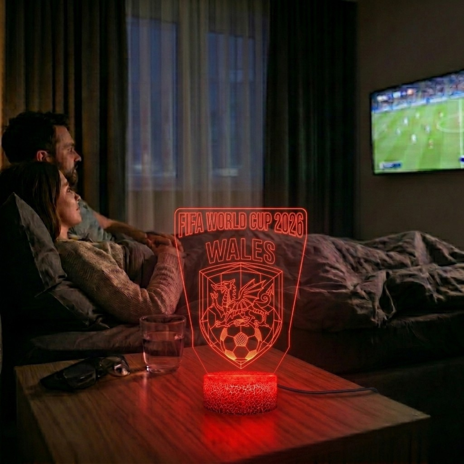FIFA 2026 Wales Soccer Sports Themed 3D Optical Lamp