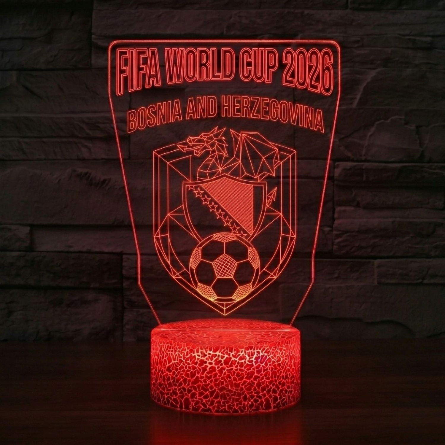 FIFA 2026 Bosnia and Herzegovina Soccer Sports Themed 3D Optical Lamp