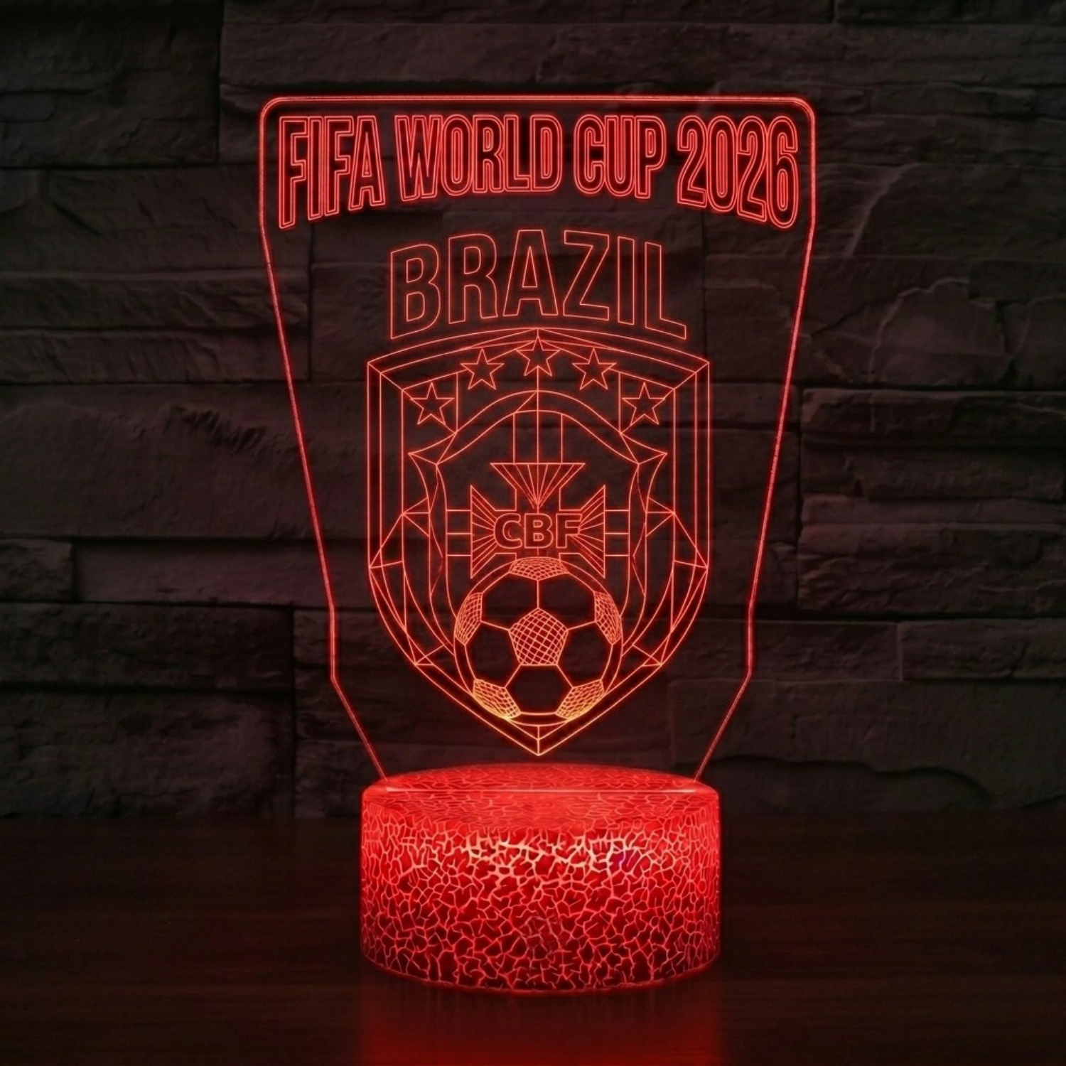 FIFA 2026 Brazil Soccer Sports Themed 3D Optical Lamp