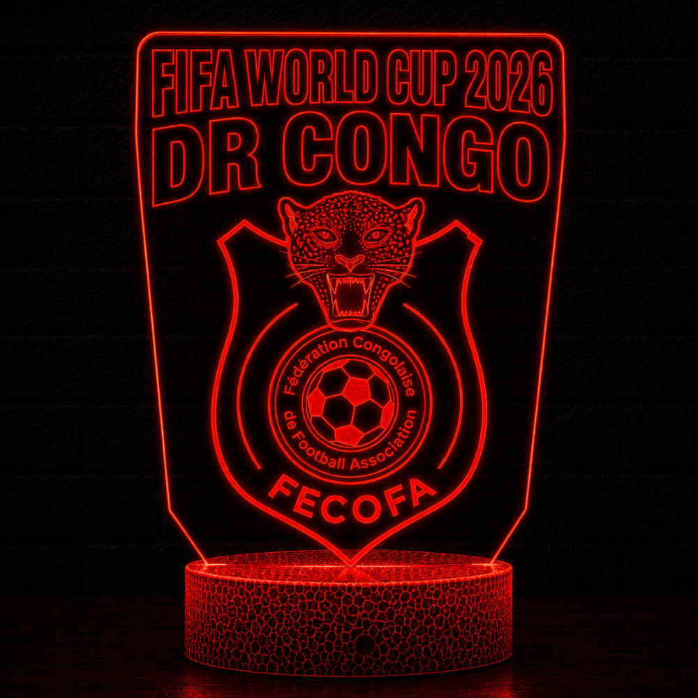 FIFA 2026 Democratic Republic Of The Congo Soccer Sports Themed 3D Optical Lamp
