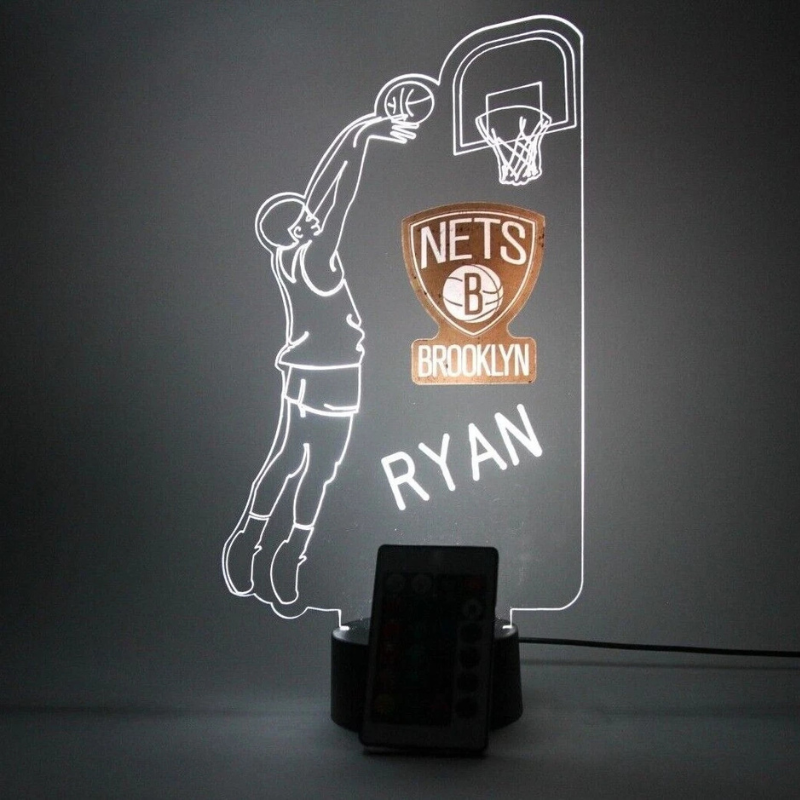 Personalized Brooklyn Nets NBA Basketball Player Sports Light Up Lamp