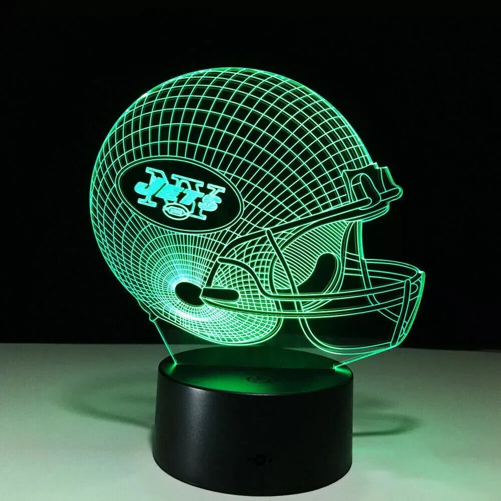 3D LED illusion New York Jets Helmet USB 7Color Night Light Lamp Bedroom Rodgers