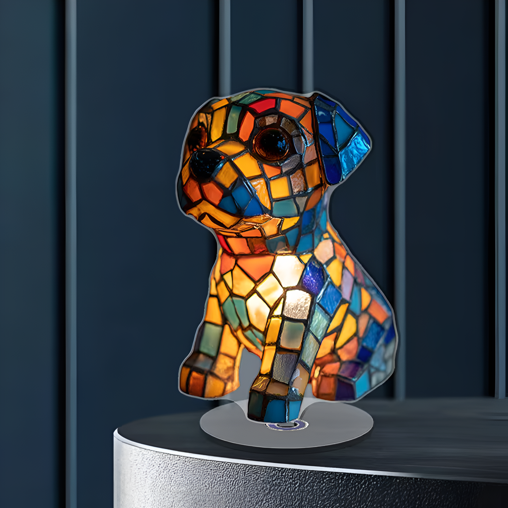 2D Flat Rotating Acrylic Dog Design Table Decor