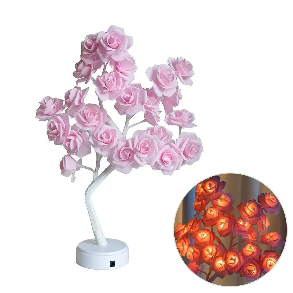 LED Rainbow Rose Flower Tree Lamp