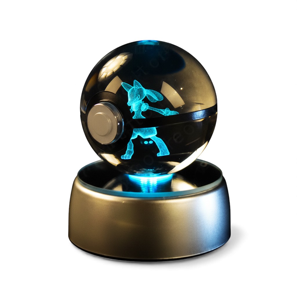 Pokemon Crystal Ball 3D Pikachu Mewtwo Mew Gengar Night Light Lamp 