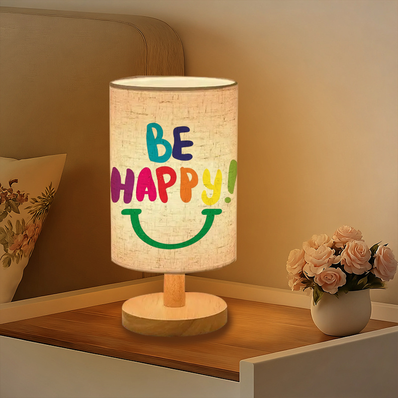 Modern USB-powered Linen Table Lamp With Creative Patterns Creating A Cozy Atmosphere