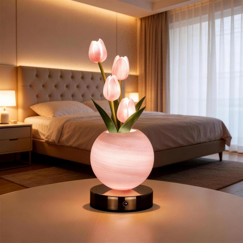 Decorative Tulip Flower Planet Pot Table Lamp