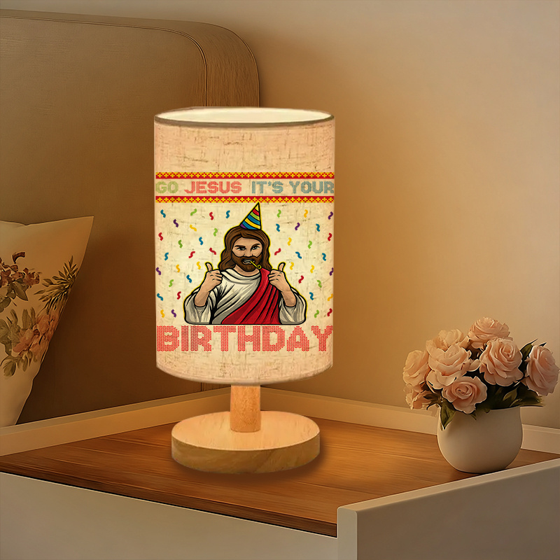 USB Powered Linen Table Lamp Birthday Design