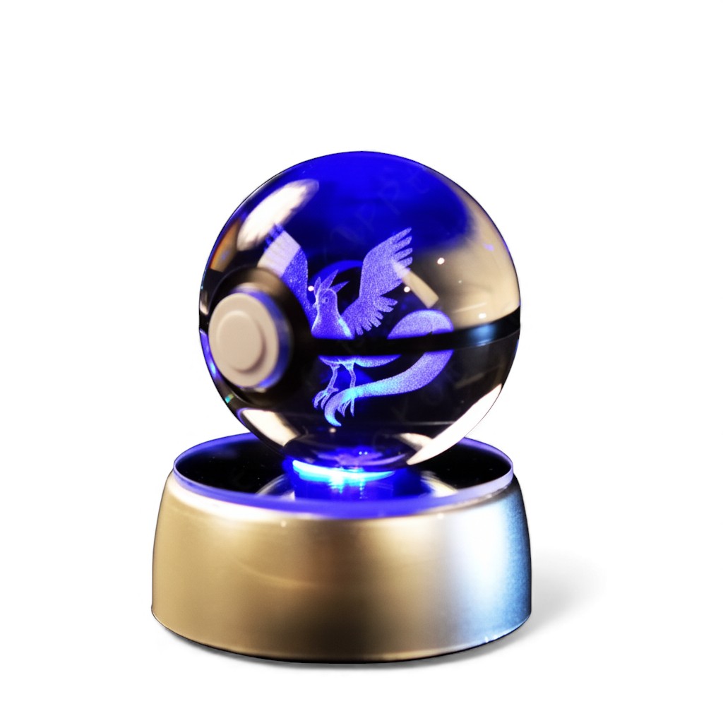 Pokemon Crystal Ball 3D Pikachu Mewtwo Mew Gengar Night Light Lamp 