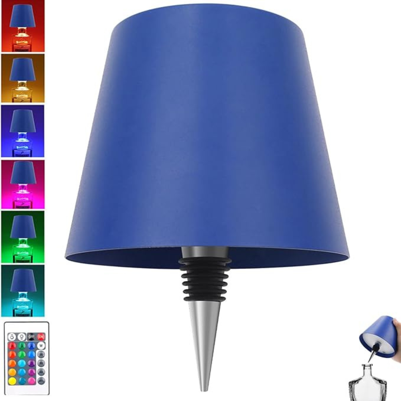 Wireless Bottle Lamp Metal Wine Bottle Light With 3 Color Light Dimming