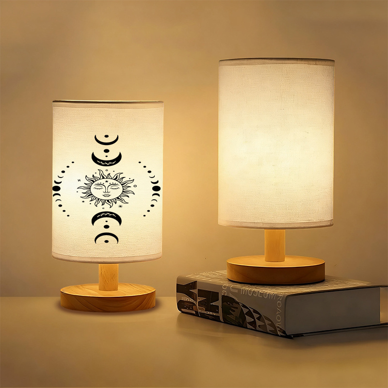 A Modern USB Powered Linen Table Lamp With Creative Patterns