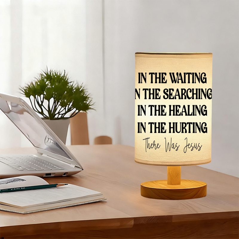 USB Powered Linen Table Lamp With Inspirational Bible Verse Lighting