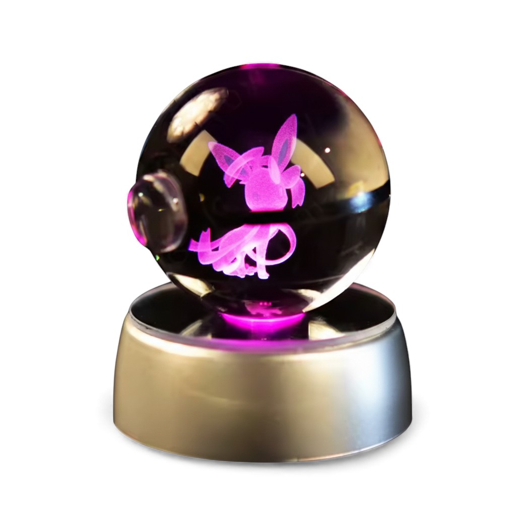 Pokemon Crystal Ball 3D Pikachu Mewtwo Mew Gengar Night Light Lamp 