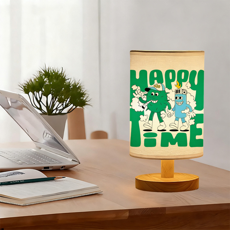 A Modern USB-powered Linen Table Lamp with Creative Patterns