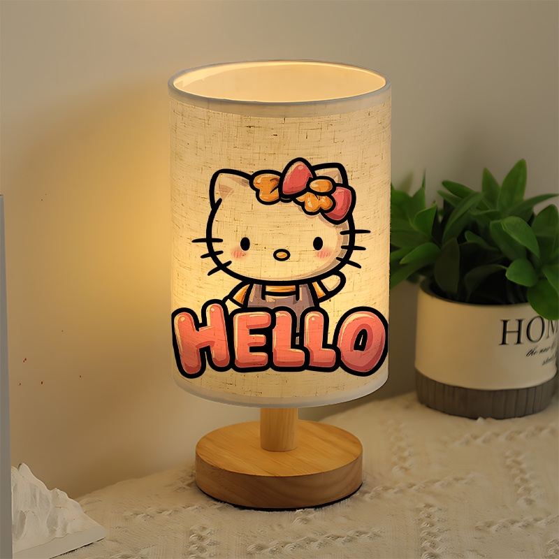 Sanrio Character USB-Powered Modern Bedside Lamp with Cute Pink Bow & Heart Design