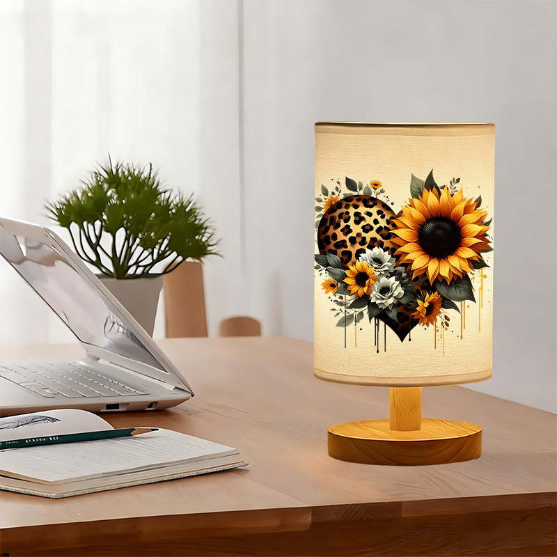 Sun Flower Printed USB Powered Linen Lamp