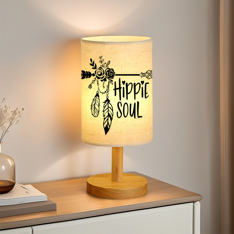 A Modern USB-powered Linen Table Lamp with Creative Patterns