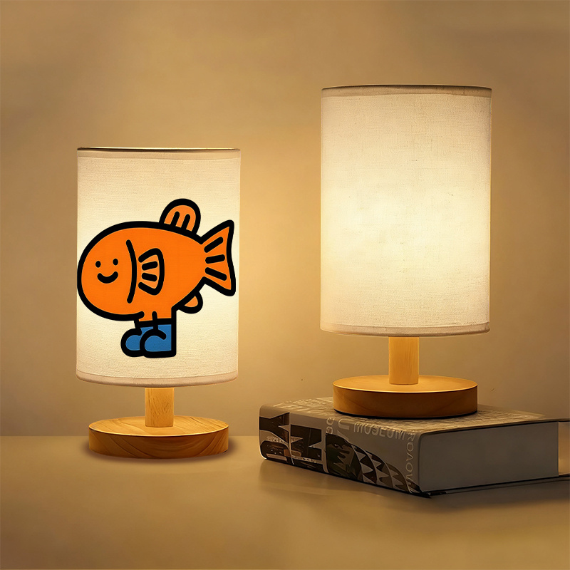 A Modern USB-powered Linen Table Lamp With Creative Patterns