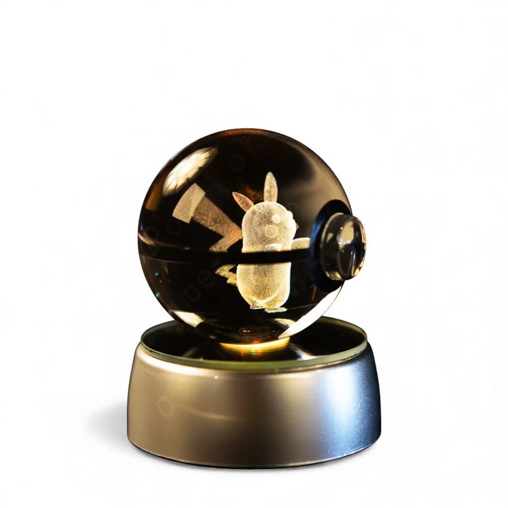 Pokemon Crystal Ball 3D Pikachu Mewtwo Mew Gengar Night Light Lamp 