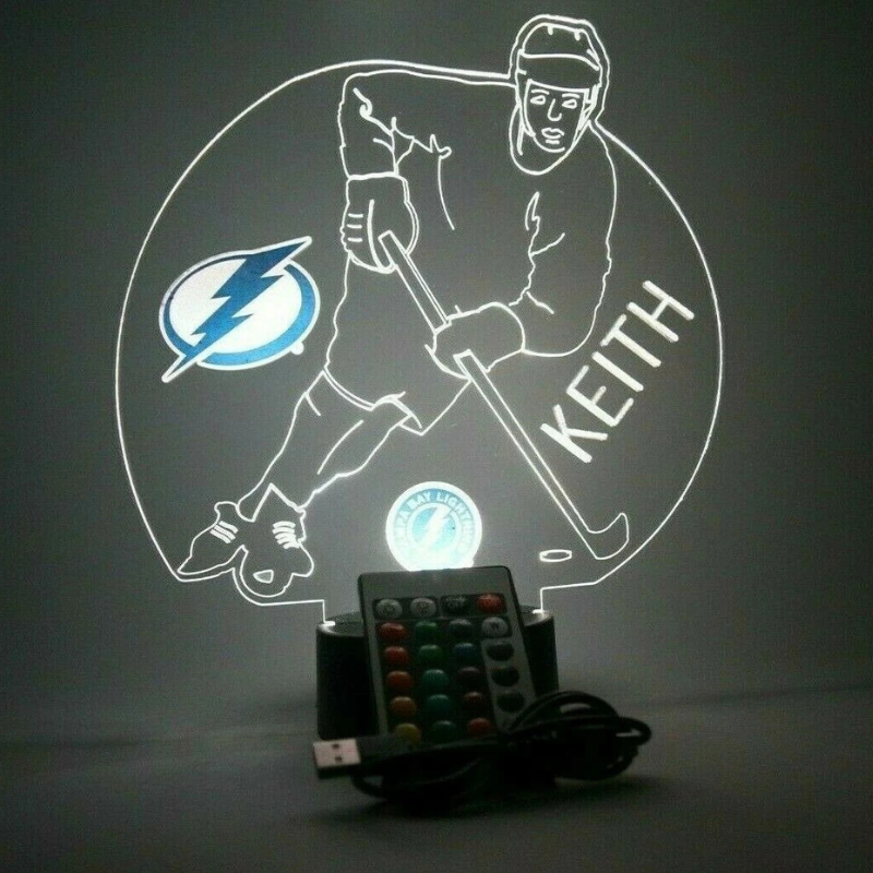 Personalized Tampa Bay Lightning NHL TB Hockey Player Fan Light Up Lamp LED 