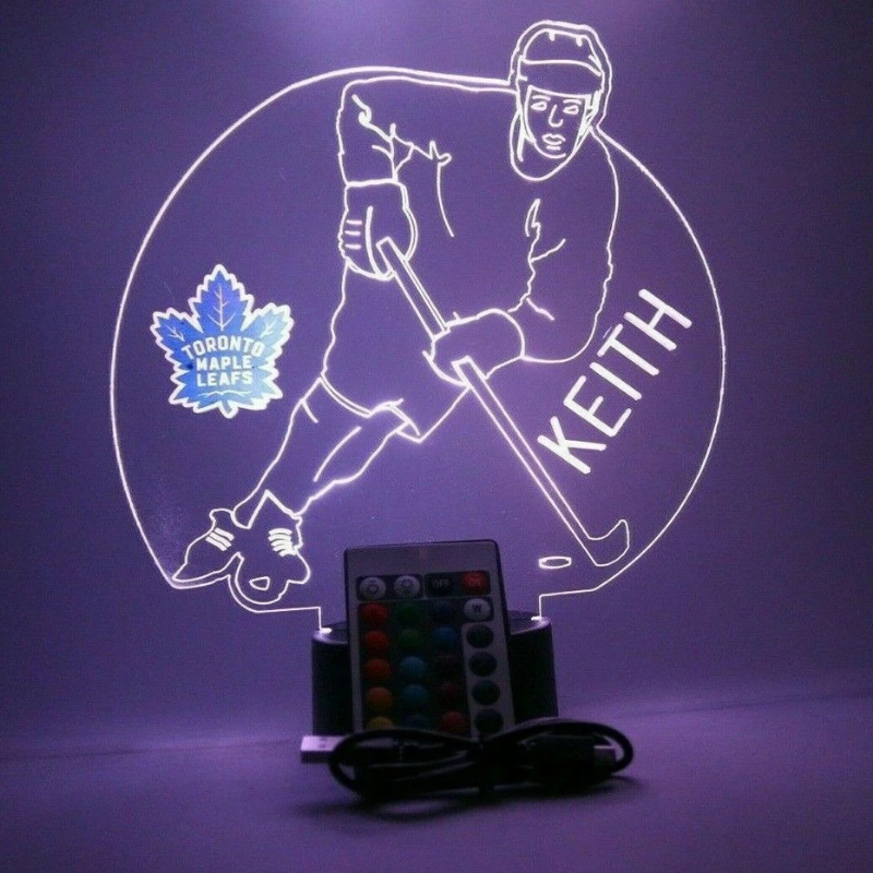Personalized Toronto Maple Leafs NHL Hockey Player Sports Light Up Lamp LED 