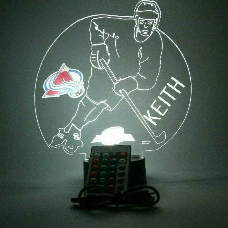 Personalized Colorado Avalanche NHL Hockey Player Sports Light Up Lamp 