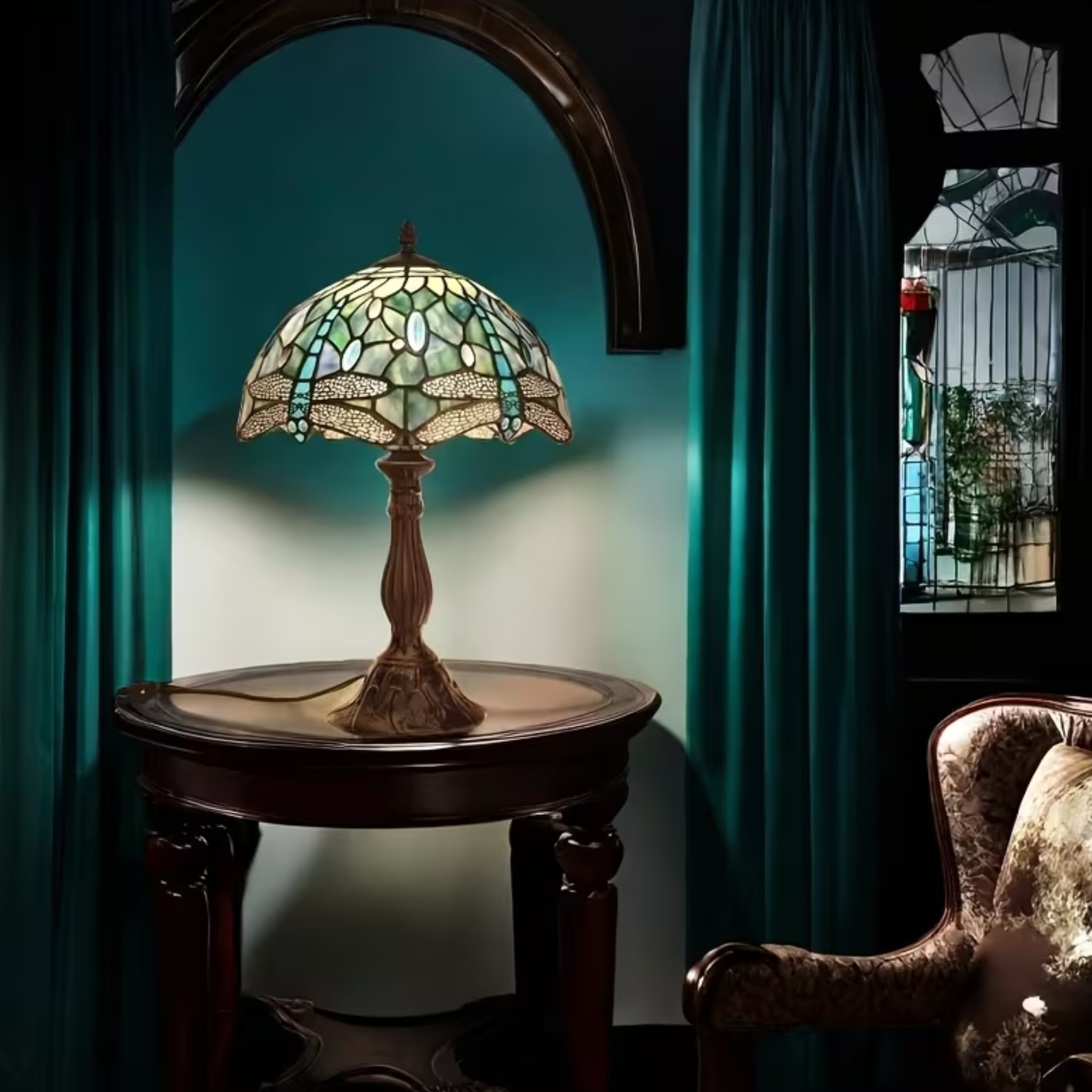 Tiffany Wisteria Stained Glass Table Lamp