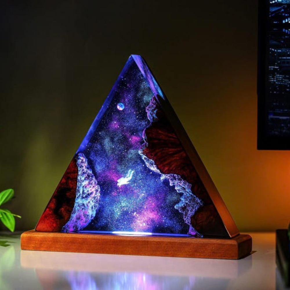 Astronaut Falling Galaxy Epoxy Night Light Decor