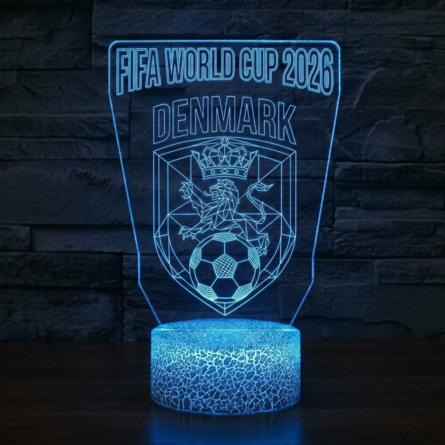 FIFA 2026 Denmark Soccer Sports Themed 3D Optical Lamp